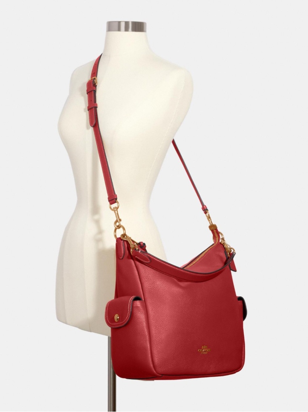 COACH Pennie Red Pebbled Leather Shoulder Crossbody Bag 6152 NEW - Picture 2 of 16